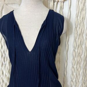 Agnona Navy Blue Silk Cotton Knit Dress 44
